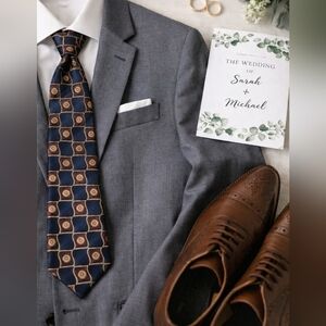 🖤 100% Silk Geometric Medallion Tie Classic Executive • Wedding Guest